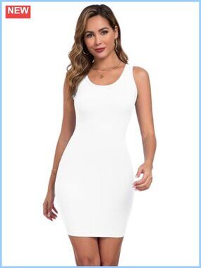 Women's Mini Tank Dress Ribbed Sleeveless Bodycon Summer Casual